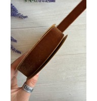 Стрічка оксамитова 2,5 см " 22125 " коричнева #46  10 ярдів