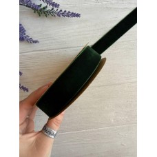Стрічка оксамитова 2,5 см " 22125 " темно зелена #59  10 ярдів