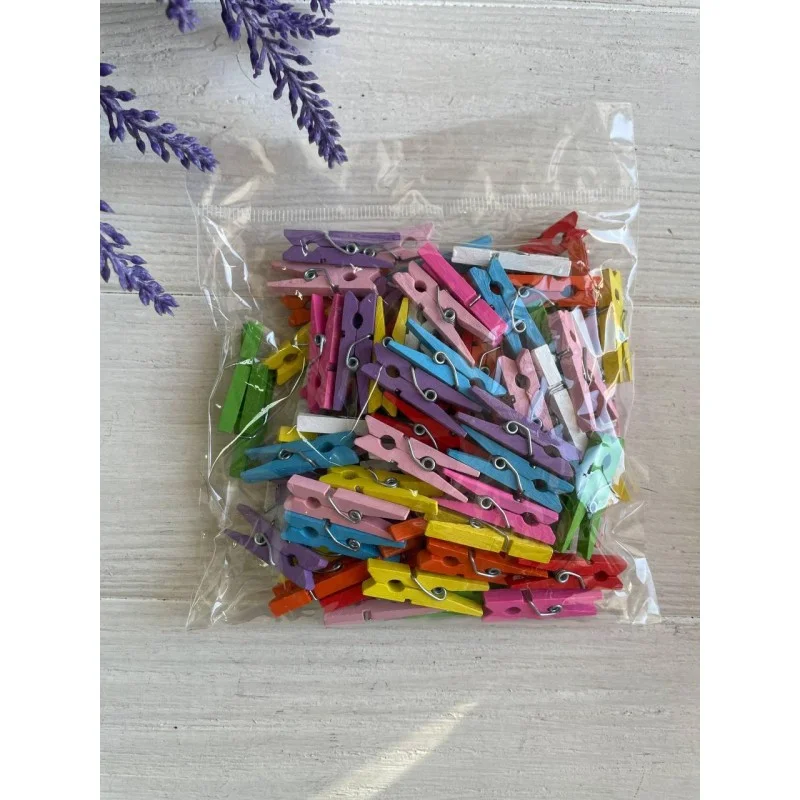 Прищіпки дерев'яні " Міні 2,5 * 0,8 "  , мікс   100 шт