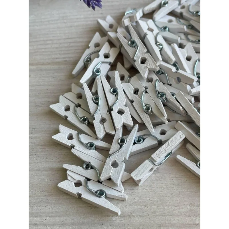 Прищепки деревянные 2,5* 0,8 , Белые  Большая упаковка 1000 шт